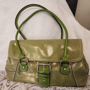 Attractive  Gianni Bernini bright green distressed leather shoulder bag